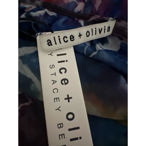 Alice + Olivia Red and Blue Ruffled Blouse with Mandarin Collar nwt - Picture 6 of 6